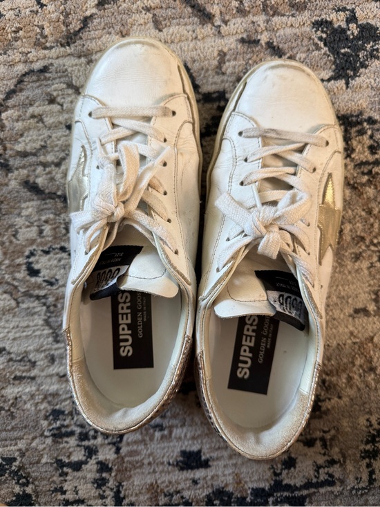 Golden Goose Shoes - Golden Goose Superstar Sneakers in White and Gold